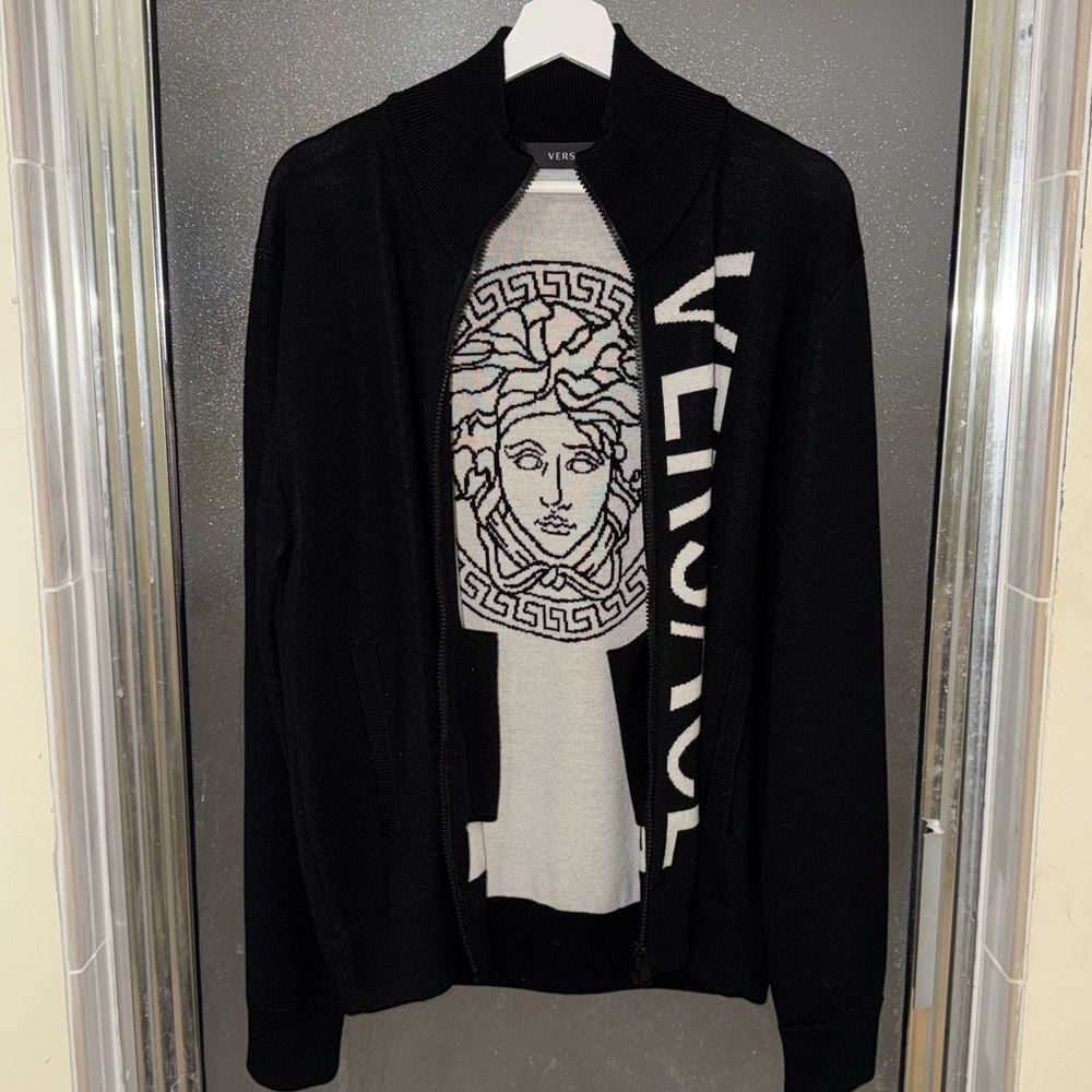 Versace Black and White Medusa Crewneck Sweater